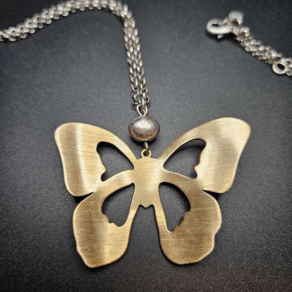 J.Jill Dancing Petals Butterfly Pendant Necklace Two-Tone - Picture 3 of 6
